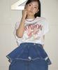 RONRON Vintage Double Ribbon Basic Fit T Shirt White