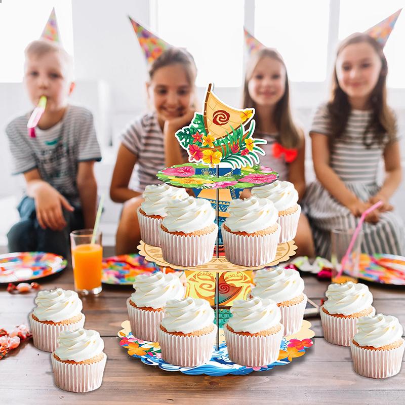 

3Tier Moana Sailing Adventure Party Cake Display Stand Kid Birthday Dessert Cupcake Rack Stand Baby Shower Party Cake Tray Decor 1pcs