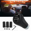 Car Manual Gear Shift Knob Shifter Black Leather Red Stitch 6 Speed Universal