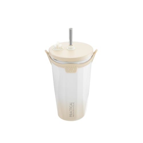 Takeda Corporation Tumbler with Straw, Insulated, 10 x 10 x 18.5 cm, Beige, Straw Tumbler, 550ml, Gradient BE, STT-550BE