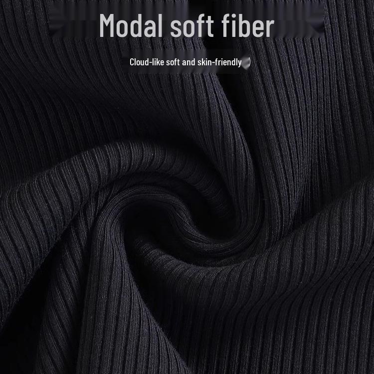 Women's Modal High Neck Long Sleeve Shirt - Elastic Slim Fit, Trendy Thin Style for Spring, Autumn, and Winter.
