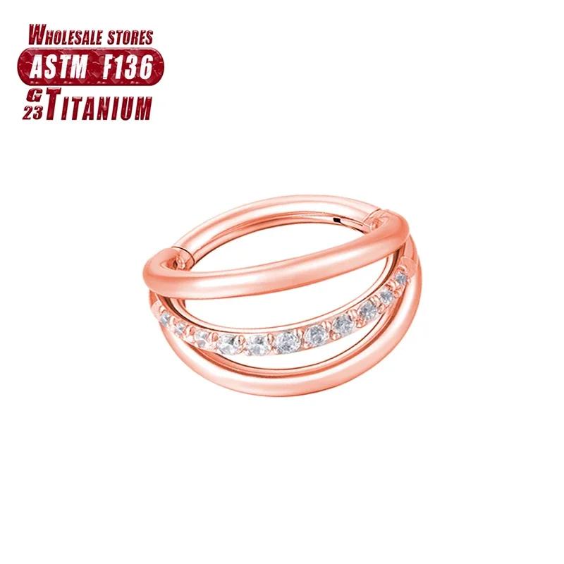 F136 Titan Piercing Septum Zirkon Ohr Tragus Knorpel Nasenringe Daith Helix Ring Clicker Schmuck für Damen Mädchen Geschenk
