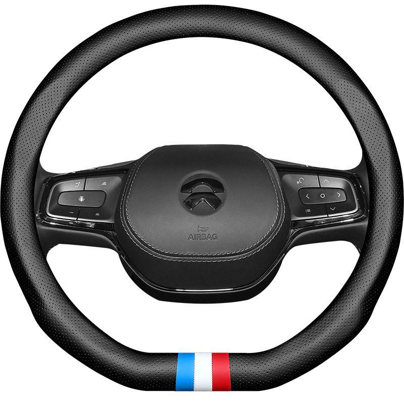 Leather Steering Wheel Cover for Weilai ES8/ES6/EC6 - Breathable, Non-Slip, D-Type, All-Season.