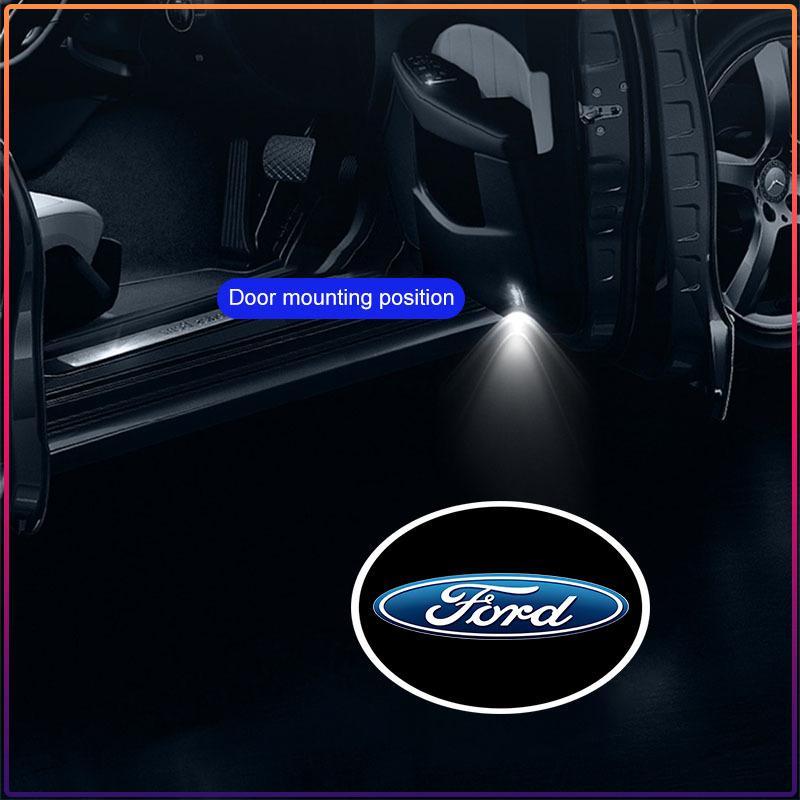 2pcs/Set Welcome LED Light Car Door Badge Wireless HD Projector Lamp For Ford Raptor Fiesta Focus 2 3 4 Mondeo Ecosport Mustang Fusion
