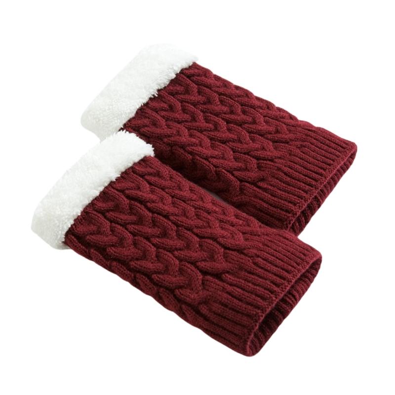 Winter Warm Crochet Knitted Boot Cuffs Toppers Socks Short Leg Warmers Cable Knit Ankle Heap Socks Womens Boot Socks бордовый