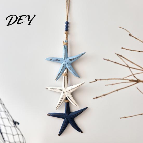 Badezimmer Strand-Thema Dekor 1/2 Stück Böhmischer Holz-Seestern Hängende Dekoration, Handgefertigter Fisch Wandverzierung, Heimkunst Küsten-Nautik-Anhänger