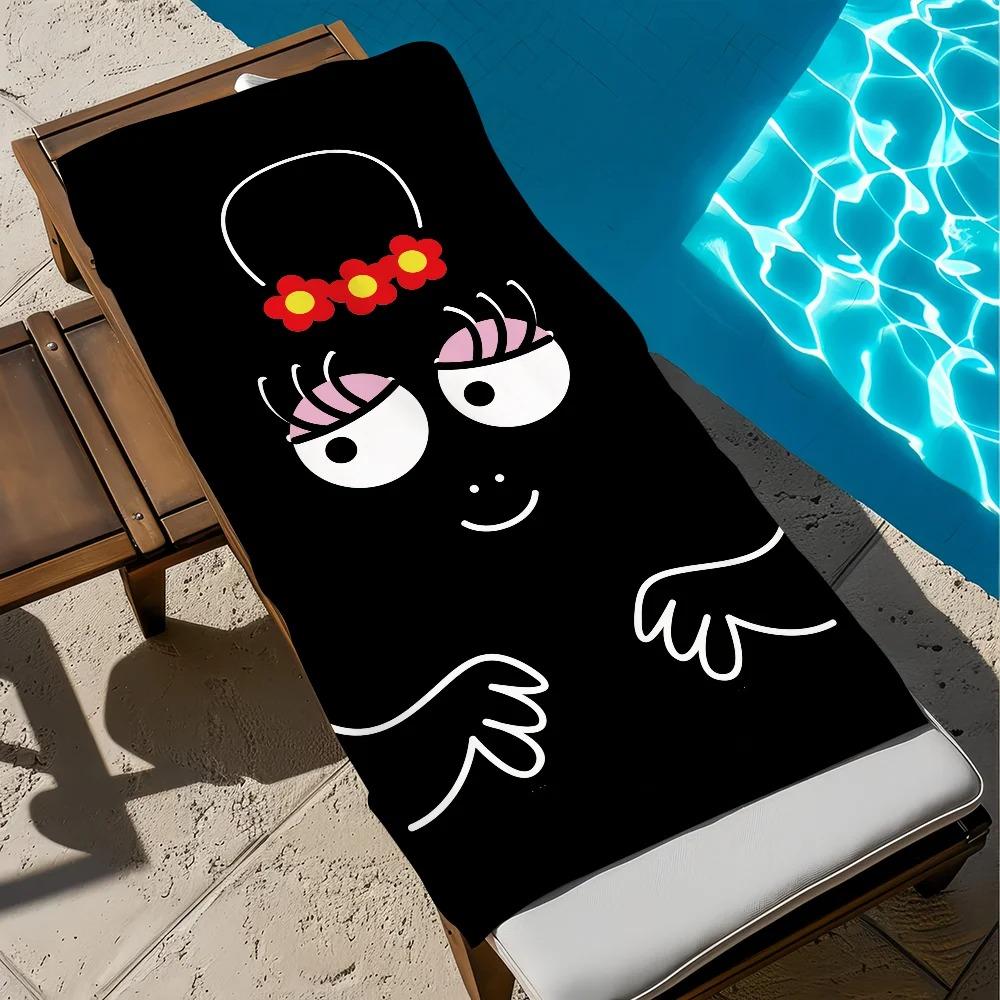 3D Cartoon BB-Barbapapas Beach Towel, Quick-Dry Lightweight Microfiber Sports Bath Towel, Summer Gift for Boys and Girls