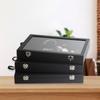 PU Smyckesdisplaylåda med genomskinligt lock Tillbehörsfodral Örhänge Ring Halsband Organizer för Modeentusiaster