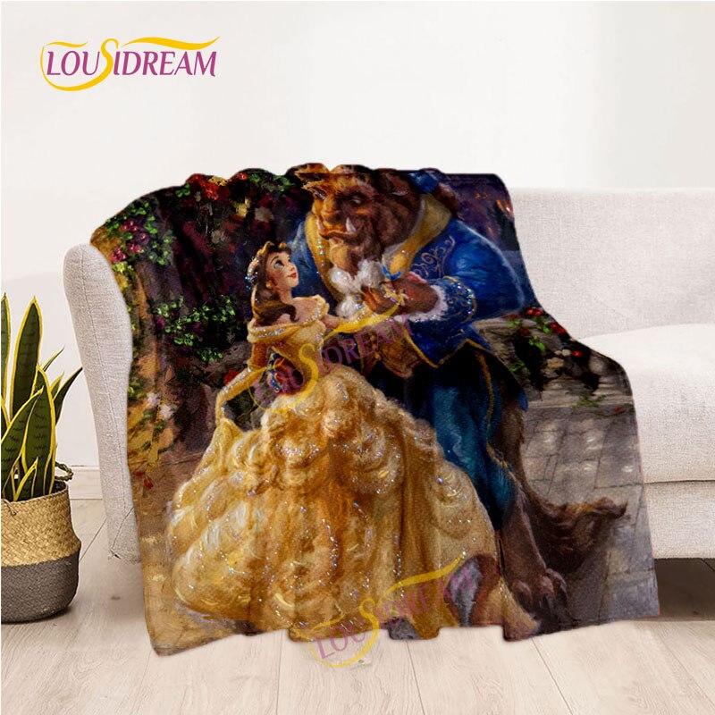 Märchendecke, Picknickmatte, Die Schöne und das Biest, Flanelldecke, Wohnzimmer-Schlafsofa, warme Decke, weiche Decke für Mädchen und Kinder