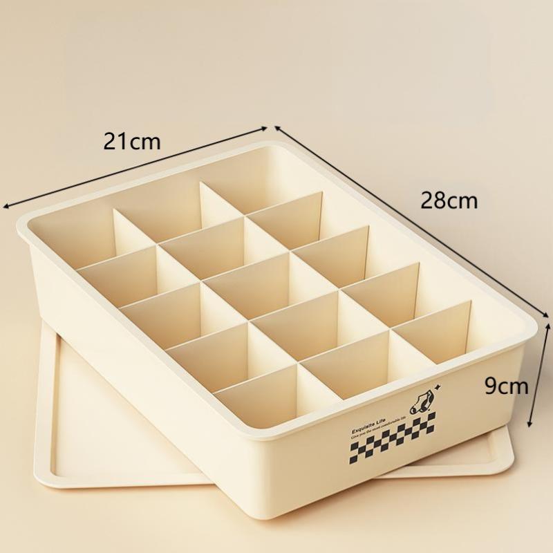 10/15 Grids Underwear Storage Box Case Classification With Cover Panties Socks Organizer Dustproof Stable Stacking