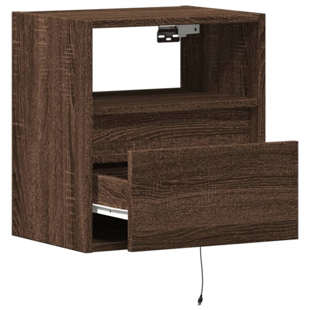 TV Wall Cabinet with LED Lighting Oak Effect 41 x 31 x 45 cm