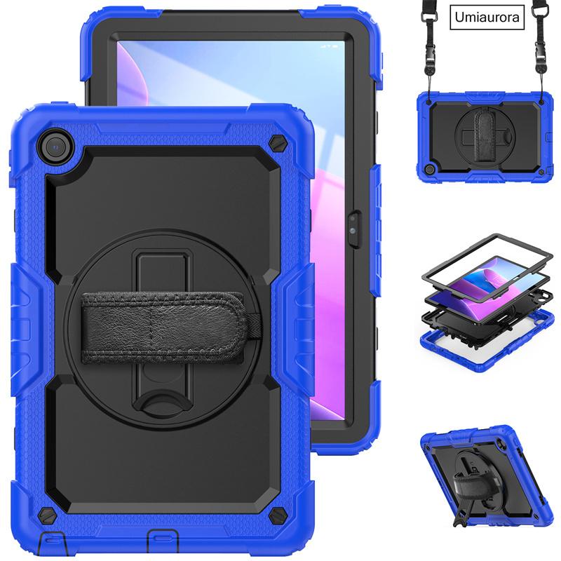 For Lenovo Tab M10 Plus 10.6" TB128FU 3rd Gen 10.1 Inch TB328FU X306F X606F Shockproof Rugged Tablet Case Hand Strap Stand Funda