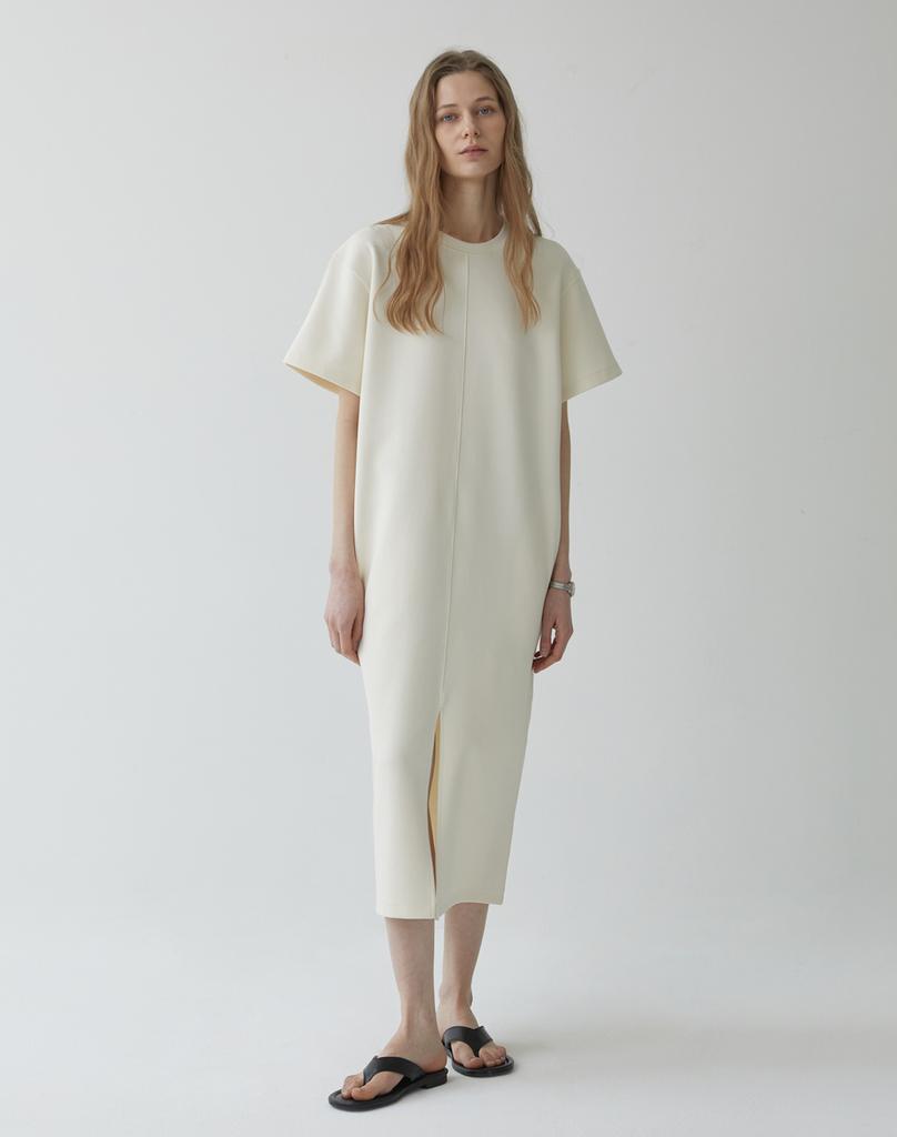 Mommet Den Front Slit Boxy Dress Cream