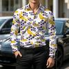 Retro Style Gradient Leopard Print Men's Shirt with Contrasting Print, Slim Fit Long Sleeved, Personalized Street Fashion Shirt