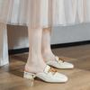 Mode Dicke Ferse High-End Taschenkopf Halbschuhe Damen tragen neue vielseitige Ein-Pedal coole Hausschuhe Damen