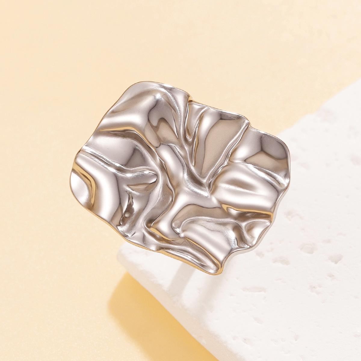 Модное персонализированное геометрическое плиссированное кольцо из нержавеющей стали - Ретро женский аксессуар