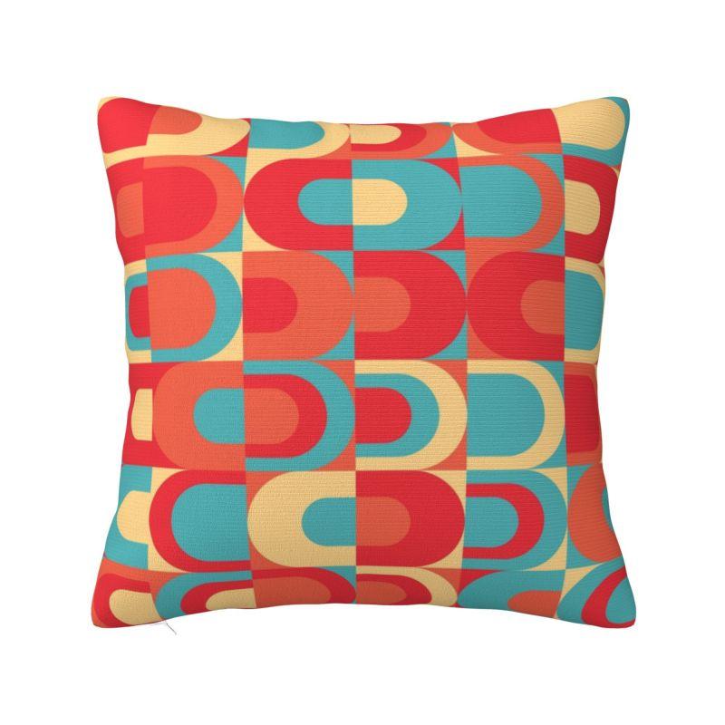 Custom 70s Pattern Retro Inustrial In Orange And Dark Brown Cushion Cover Modern Geometric Soft Nordic Pillow Living Room