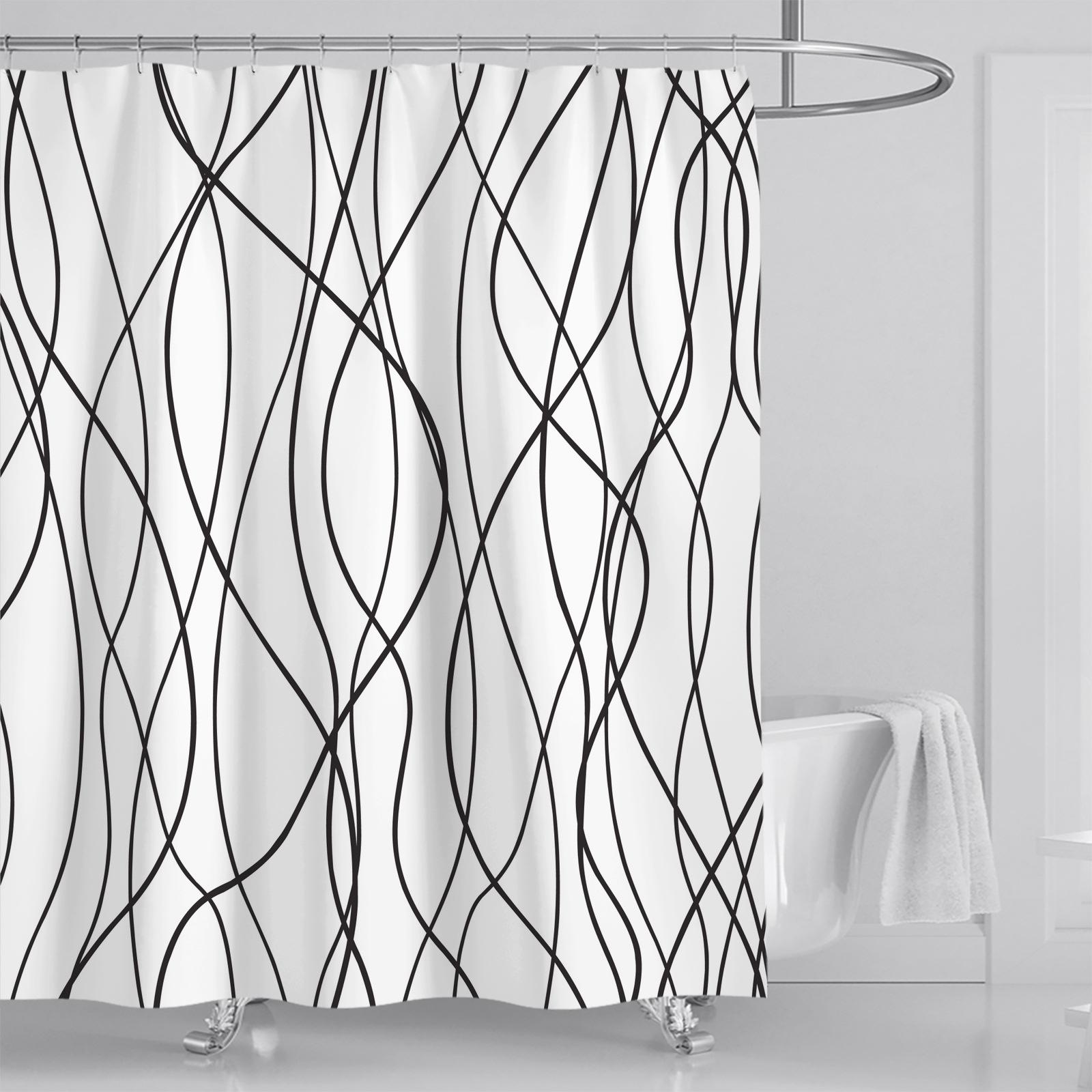 

Модные полосатые шторки для душа с принтом, водонепроницаемые, плотные шторки для ванны для ванной, большой широкий чехол для купания с крючками 150x180cm