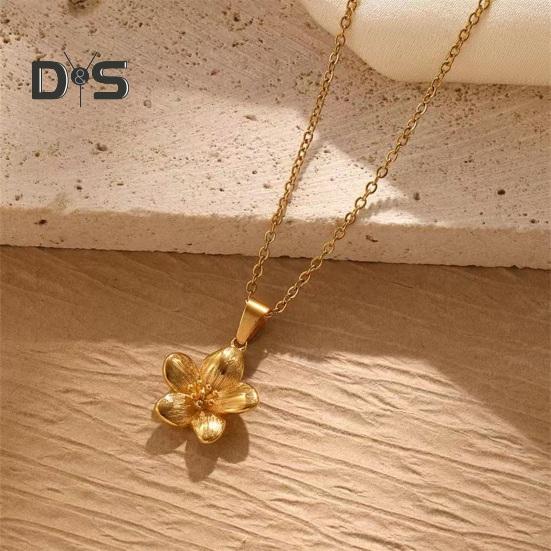 Collier de Fleurs pour Femmes Collier Pendentif Fleur en Métal Bijoux Hypoallergéniques pour Mariages Anniversaires