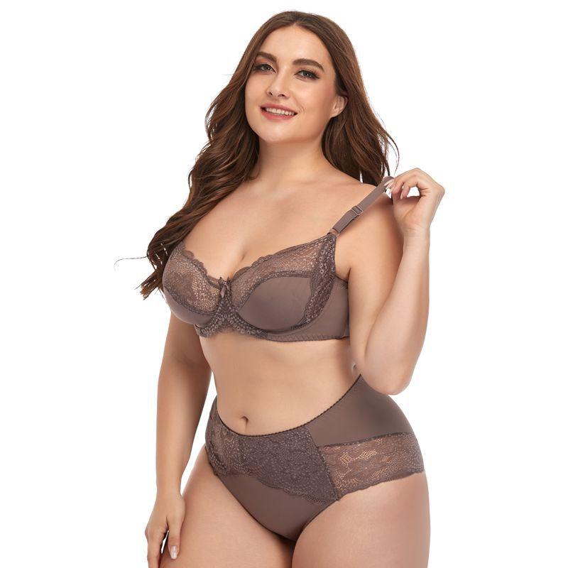 Ensemble de Soutien-gorge Grande Taille pour Femmes avec Armatures et Bordure en Dentelle, Sous-vêtements pour Femmes, Soutien-gorge à Bonnets Moulés Fins