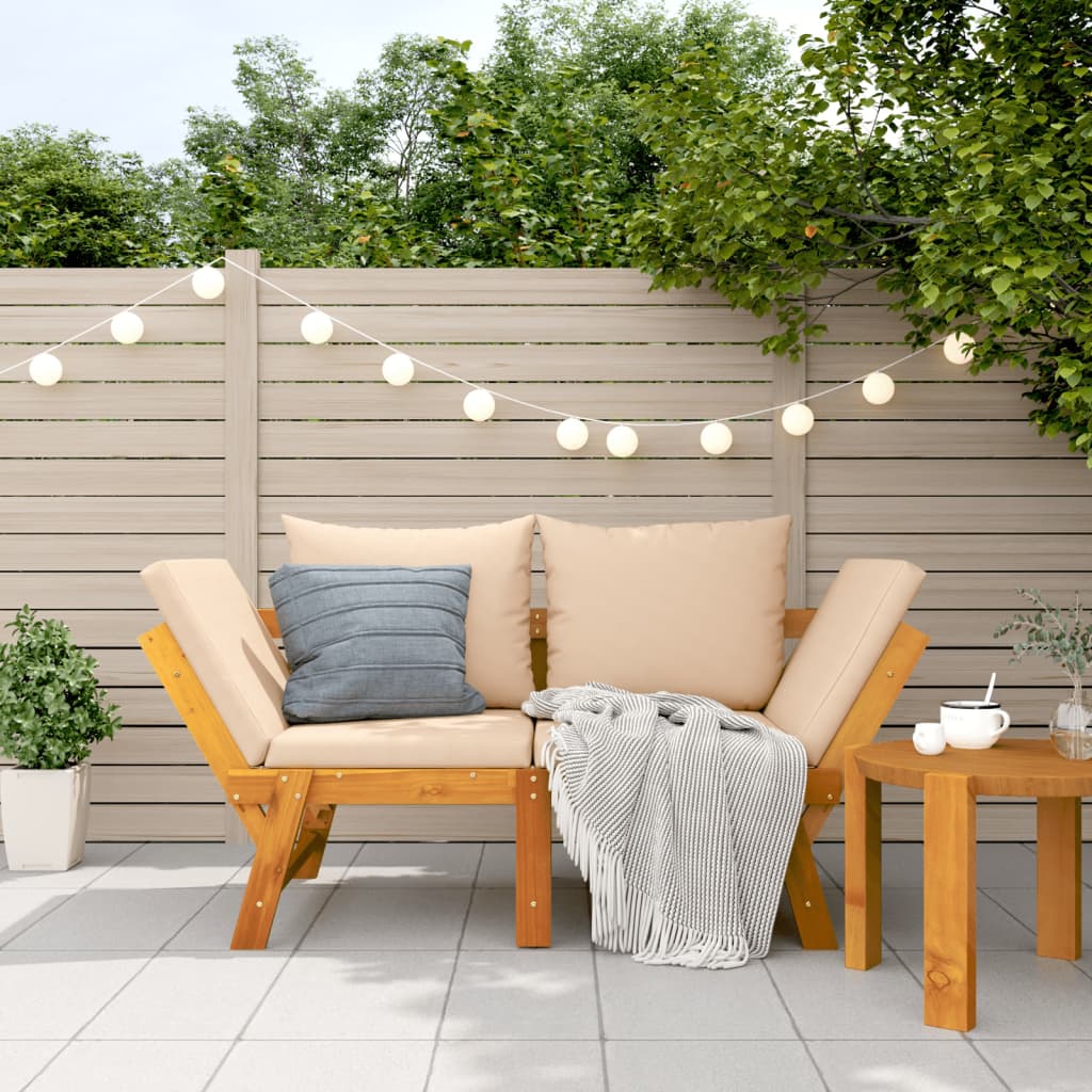 Vidaxl Gartenbank mit Kissen, 2-in-1, Massives Akazienholz