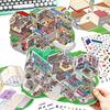 4/8 Pcs Cartoon Miniature Scene 3D Landscaping Stickers DIY Cabin Scene Stacking and Pasting Hand Account Cute Gift