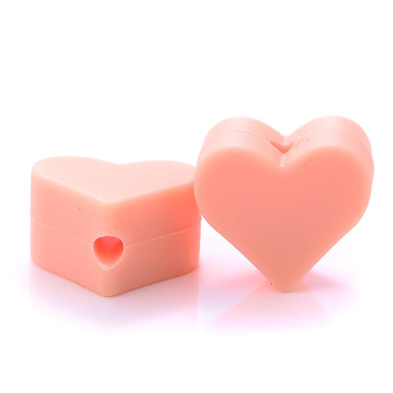 14mm 10Pcs/Lot Heart Shape Silicone Beads Baby Nursing Chewable Teething Beads Pacifier Teether DIY Necklace Accessories