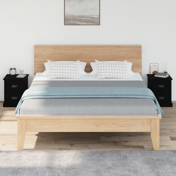 VidaXL Tables de chevet 2 pcs noir 39x39x47,5 cm bois d'ingénierie 816147