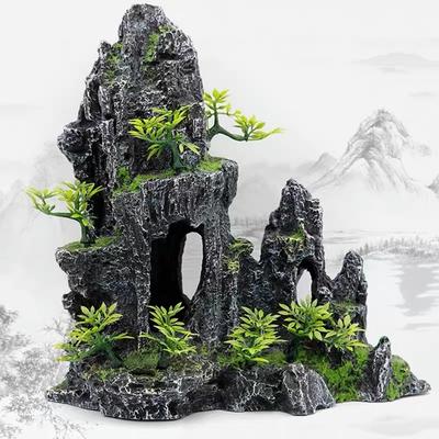 Large Fish Tank Decoration Fish Tank Landscaping Artificial Resin Rockery Simulation Ornament Decor Accessories Aquarium For Fish