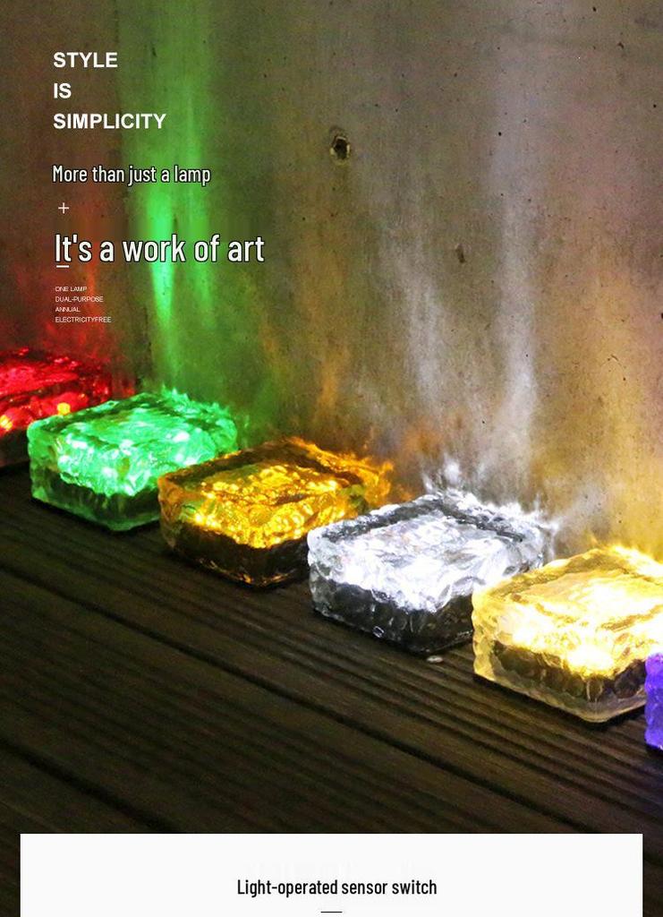 Solar 4-LED Ice Brick Paving Light for Outdoor Courtyard Décor