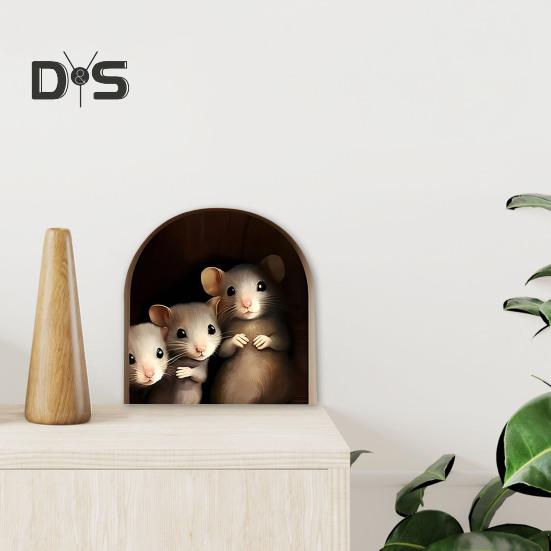 Wandaufkleber mit Maus, zum Abziehen und Aufkleben, Cartoon-Maus, Wandaufkleber, wasserfest, selbstklebend, für Kinderzimmer, Klassenzimmer, Heimwanddekoration