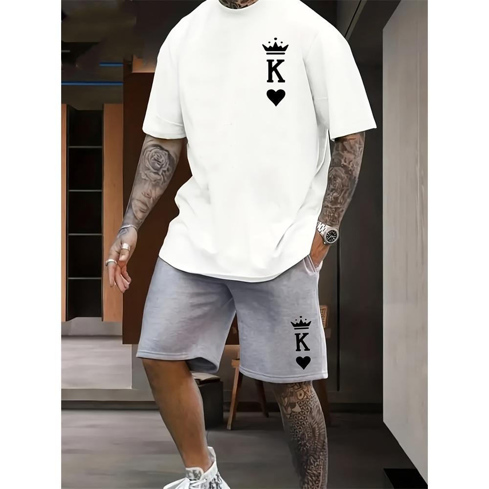 Men's Set Relaxed Fit Short Sleeve Shorts Set Men's Sportswear  Casual Wear Summer Casual Suit