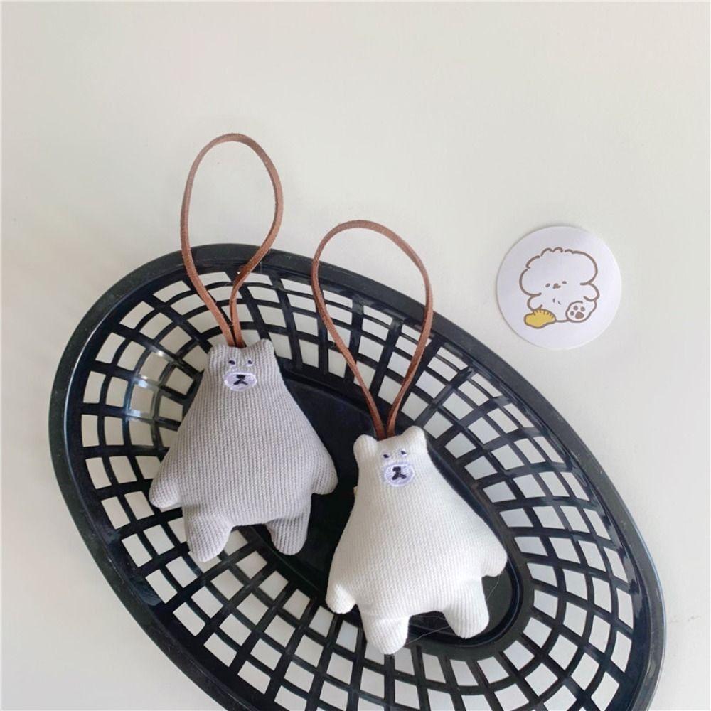 INS Cartoon Doll Keyring Lovely Bear Name Plate Hanger White Bear Doll Keychain  Kindergarten