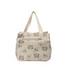 Durable Corduroy Tote Bag Cartoon Bear Large Capacity Lunch Bag Food Bag Travel