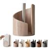 Mountain Paper Towel Holder Countertop with Wood Round Base And Iron Holder One-Hand Tearing Wood Paper Towel Holder for Kitchen Dining Room