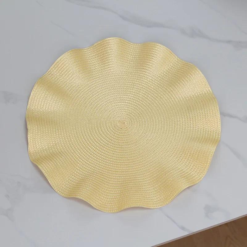 

Mats Lotus Leaf Edge Creative Design Thickened Woven PP Placemats Coasters Irregular Placemats Table Placemats 38cm