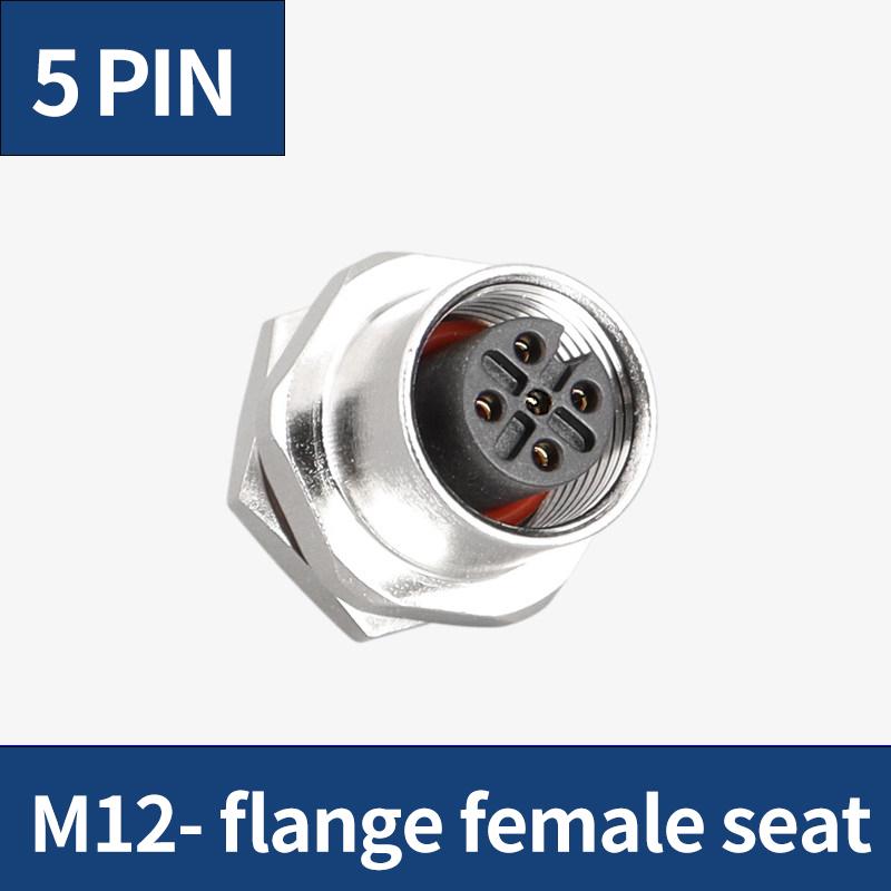 5 PCS M12 flange mounting sensor connector waterproof male&female plug screw threaded coupling 3 4 5 8 12 Pin A type connectors