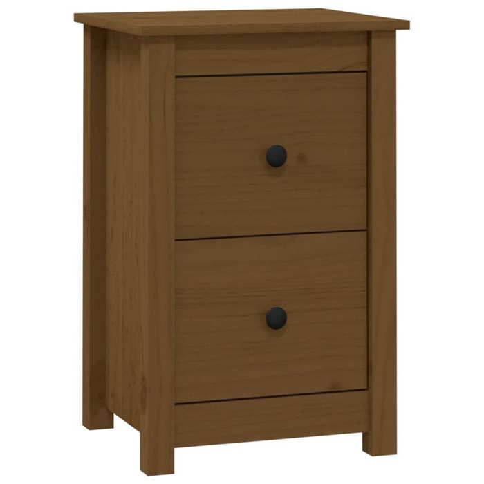 Bedside Table - Maison Exclusive - Solid Pine Wood - 2 Drawers - Honey Brown 40x35x61.5 Cm