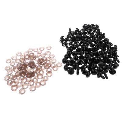 100 Stück schwarze Kunststoff-Sicherheitsaugen mit Rücken für Puppen-DIY-Herstellung, 5 mm