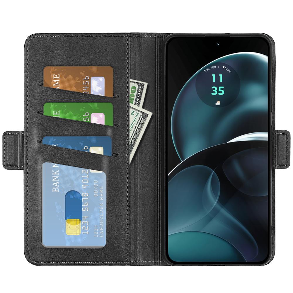 

For Motorola Moto G14 4G Multifunction Phone Cover Calf Texture Wallet Leather Phone Stand Case Black