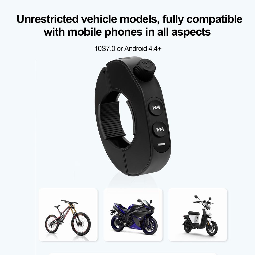 Bezdrátové dálkové ovládání Bluetooth 5.3 pro motocyklovou helmu, náhlavní soupravu, mediální ovladač na řídítka kola, tlačítka na volant auta