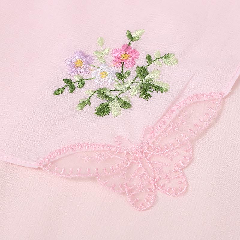 Colorful Lace Embroidered Women's Cotton Handkerchief, 60s Japanese Pure Cotton, 28CM Square