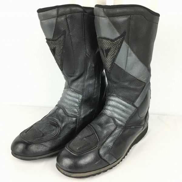 DAINESE Leder Motorradstiefel Größe 41 (Ca.. 25.526.0cm) Schwarzer Seitenreißverschluss Schienbein-/Knöchelschützer Fahrrad(GEBRAUCHT)