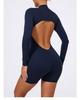 Xiga European & American Style Half-Zip Cutout Back Peach Butt Long Sleeve Yoga Jumpsuit LT05