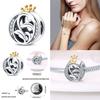 Crown Gold 100% 925 Silver 26 Letters Beads Fit 925 Original Bracelet DIY Jewelry Making Women Gift