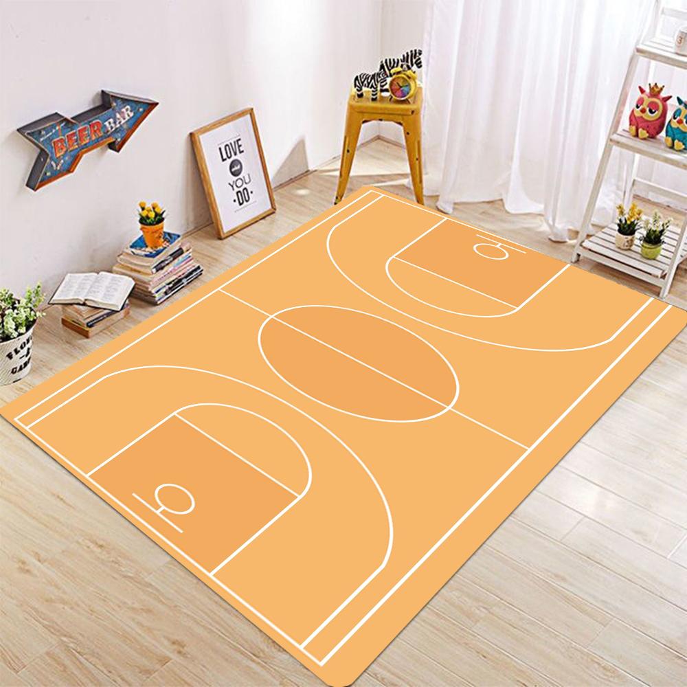 

Large Basketball Court Pattern Carpet for Living Room and Bedroom Vibrant Orange Sport Theme Floor Mat Anti Slip Soft Area Rug 40x60cm