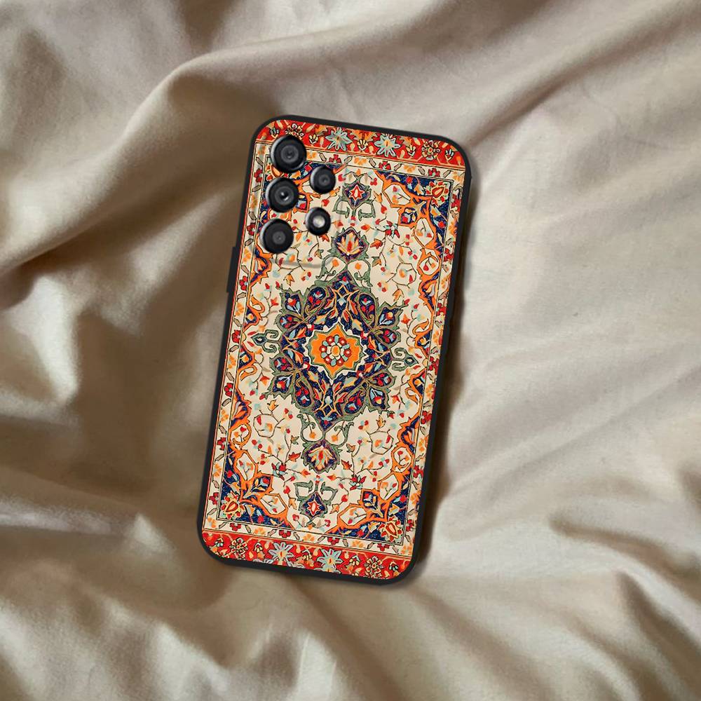 Persian Carpet Floral Pattern Phone Case For Samsung Galaxy A20,A21s,A22,A31,A32,A52,A53,A72,73,A80 Soft Black Cover