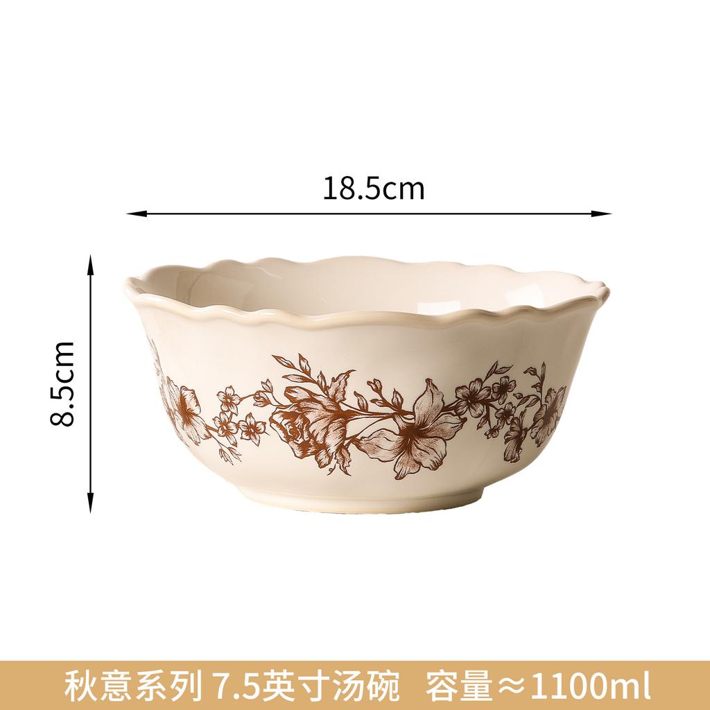 Shaun Medieval Fine Bead Point Ceramic Household Tableware French Plate Small Bowl Cup Plate Retro Rose Garden Dessert Plate