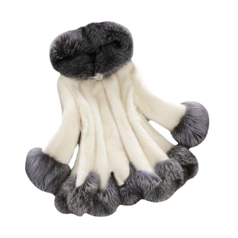 New imitation fur women's coat long imitation fox hair middle coat cotton coat