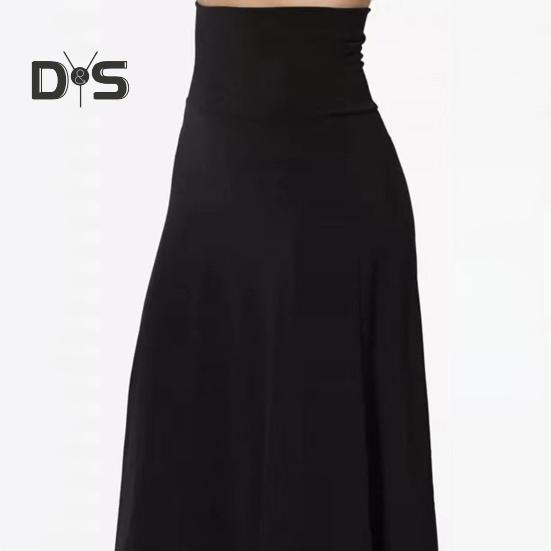 Women's Knee Length Skirt Summer Casual High Waisted Flared A-Line Skirt Stretchy Simple Foldover Midi Skirt